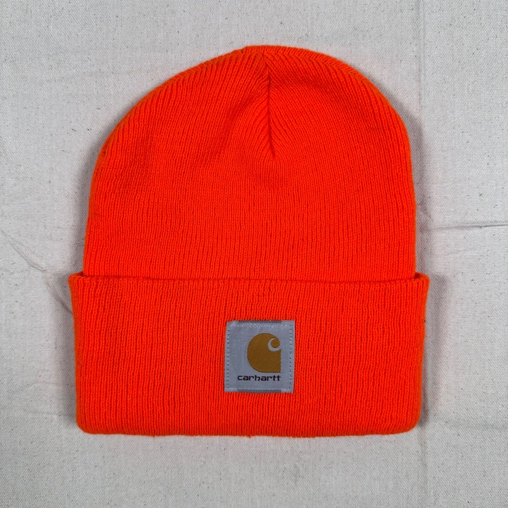 Carhartt Acrylic Watch Hat Blaze Orange Rib Knit Beanie A18